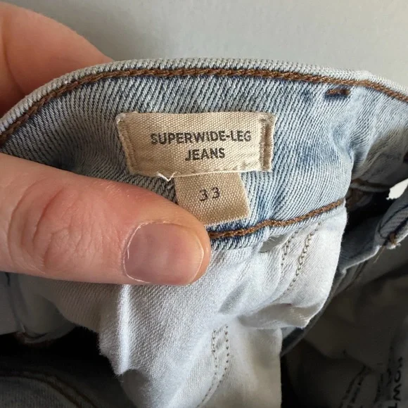 Madewell Lightwash Blue Denim Superwide-Leg Jeans size 33 EUC - Picture 7 of 9